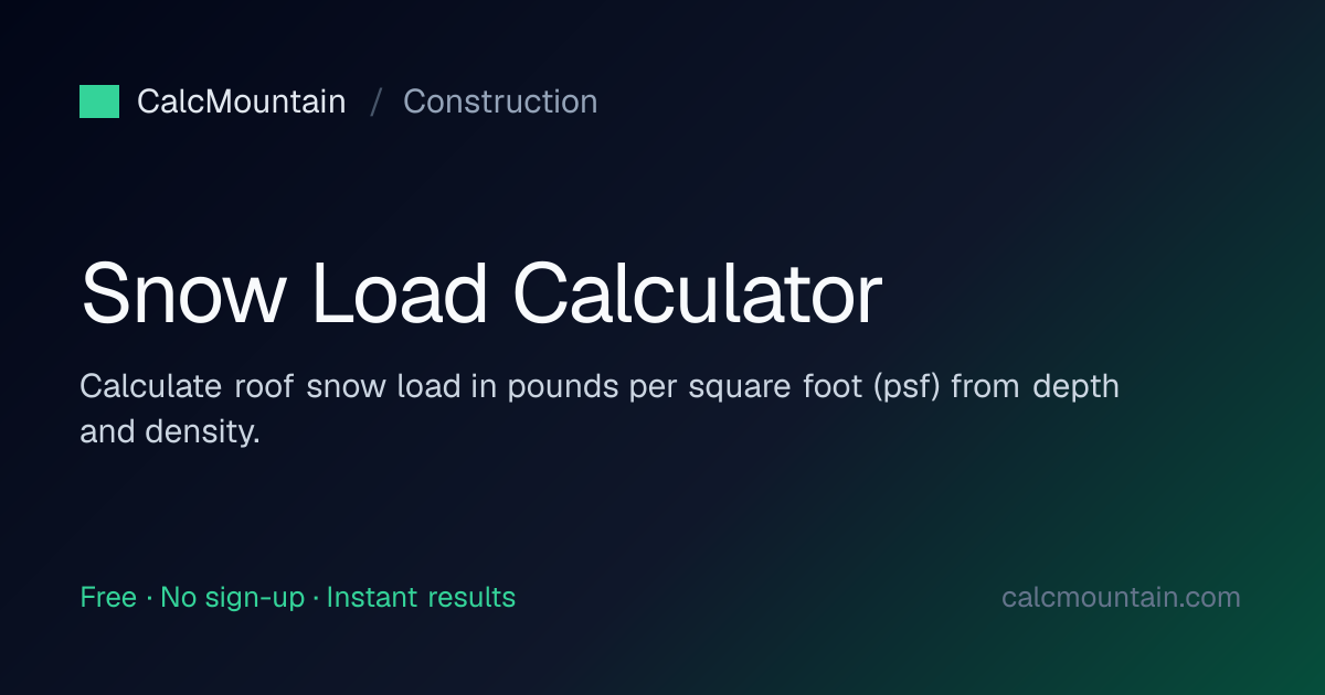 Snow Load Calculator | CalcMountain